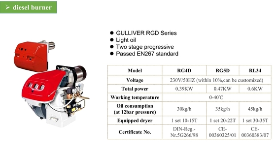 খাদ্য প্রক্রিয়াকরণের জন্য ISO9001 600W তেল বার্নিং ডিজেল বার্নার